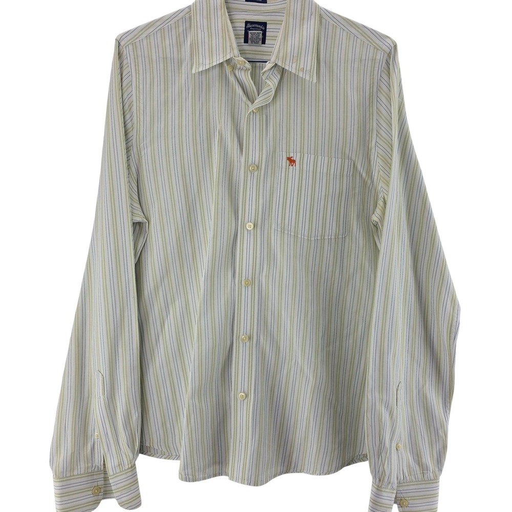Abercrombie Shirt Mens XLarge Striped Muscle Fit Long Sleeve Button Up Casual